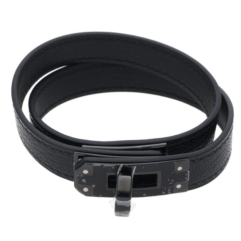 HERMES Kelly Double Tour Monochrome Bracelet Black Size T4