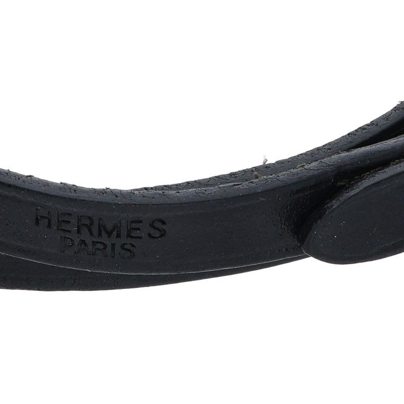 HERMES Api 3 Leather Bracelet Black Silver Size ONE SIZE