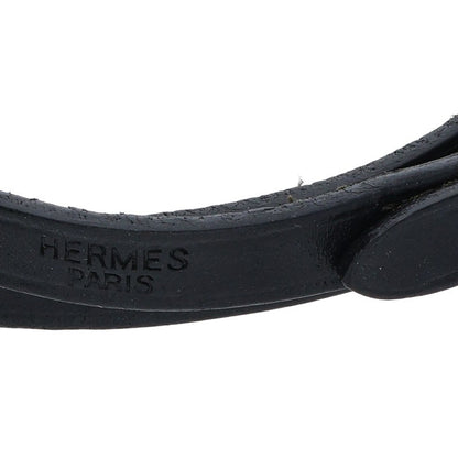 HERMES Api 3 Leather Bracelet Black Silver Size ONE SIZE