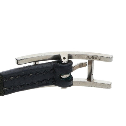 HERMES Api 3 Leather Bracelet Black Silver Size ONE SIZE