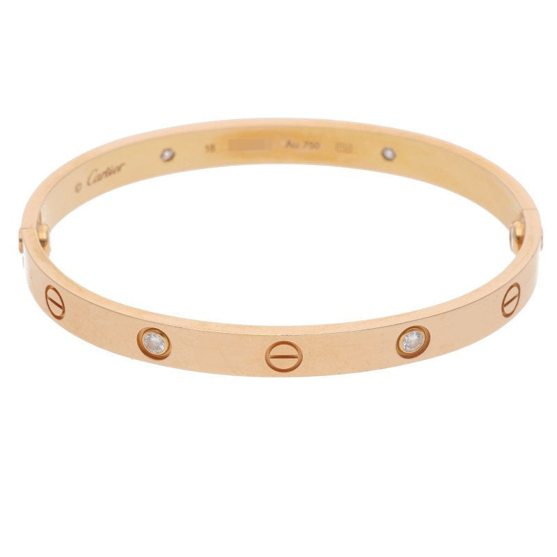 Cartier LOVE BRACELET 18K Pink Gold 4 Diamond Size ONE SIZE