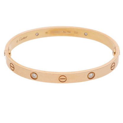 Cartier LOVE BRACELET 18K Pink Gold 4 Diamond Size ONE SIZE