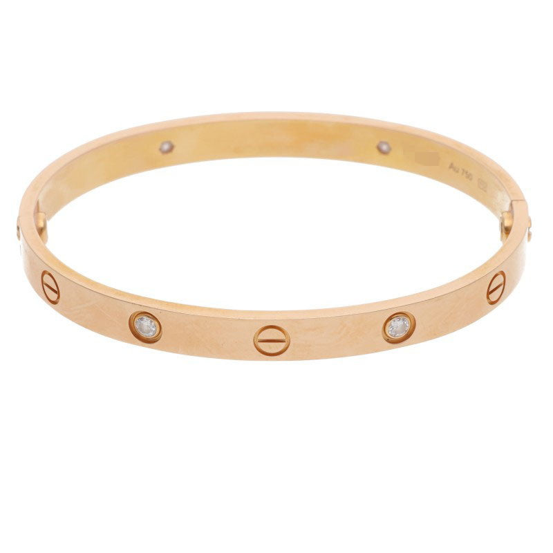 Cartier LOVE BRACELET 18K Pink Gold 4 Diamond Size ONE SIZE