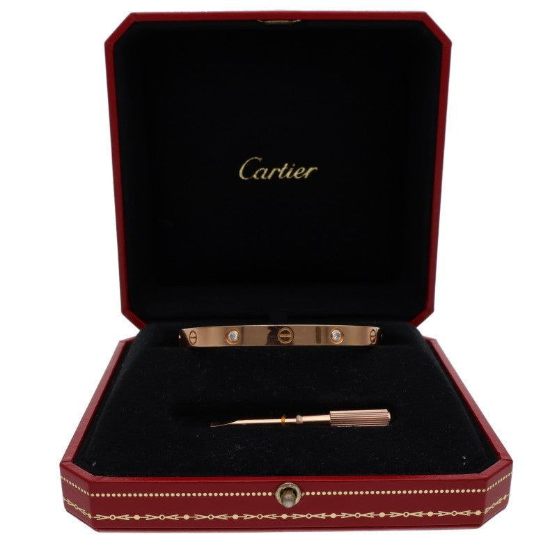 Cartier LOVE BRACELET 18K Pink Gold 4 Diamond Size ONE SIZE