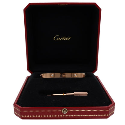 Cartier LOVE BRACELET 18K Pink Gold 4 Diamond Size ONE SIZE