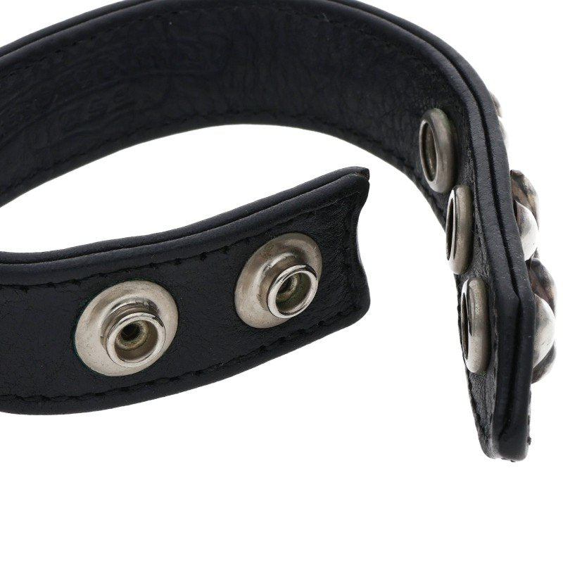 Chrome Hearts 3BTN 2SNP Heart Leather Bracelet Size ONE SIZE