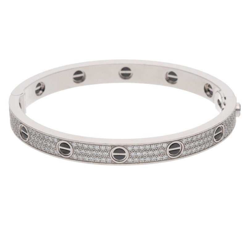 Cartier LOVE BRACELET 18K WG Ceramic Pave Size ONE Multi