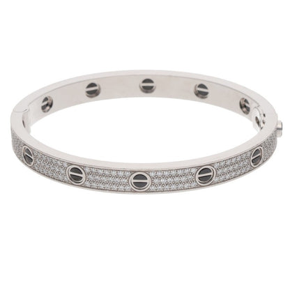 Cartier LOVE BRACELET 18K WG Ceramic Pave Size ONE Multi