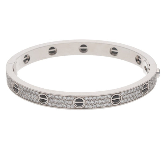 Cartier LOVE BRACELET 18K WG Ceramic Pave Size ONE Multi