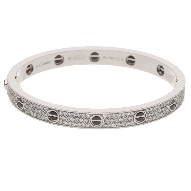 Cartier LOVE BRACELET 18K WG Ceramic Pave Size ONE Multi