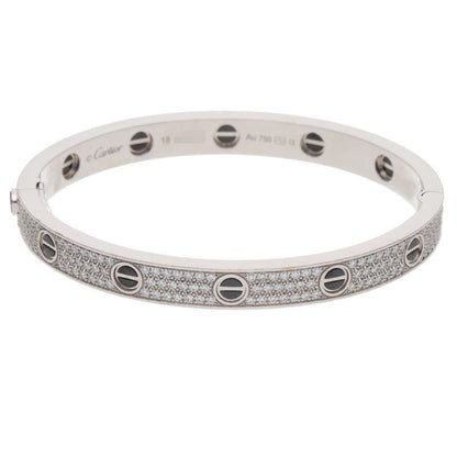 Cartier LOVE BRACELET 18K WG Ceramic Pave Size ONE Multi