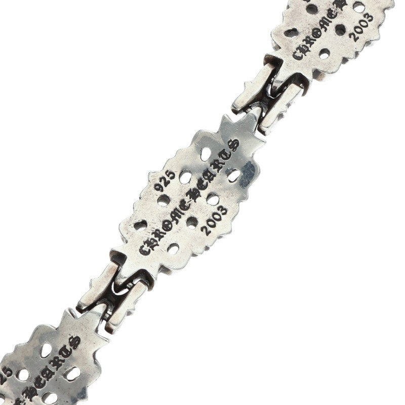 Chrome Hearts Floral Cross Link Pave Bracelet 925 Size 5LINK