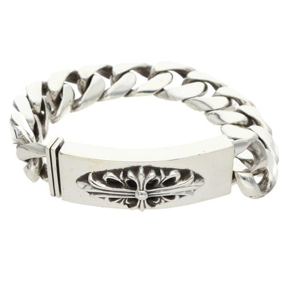 Chrome Hearts ID Floral Cross Silver Bracelet Size 13LINK