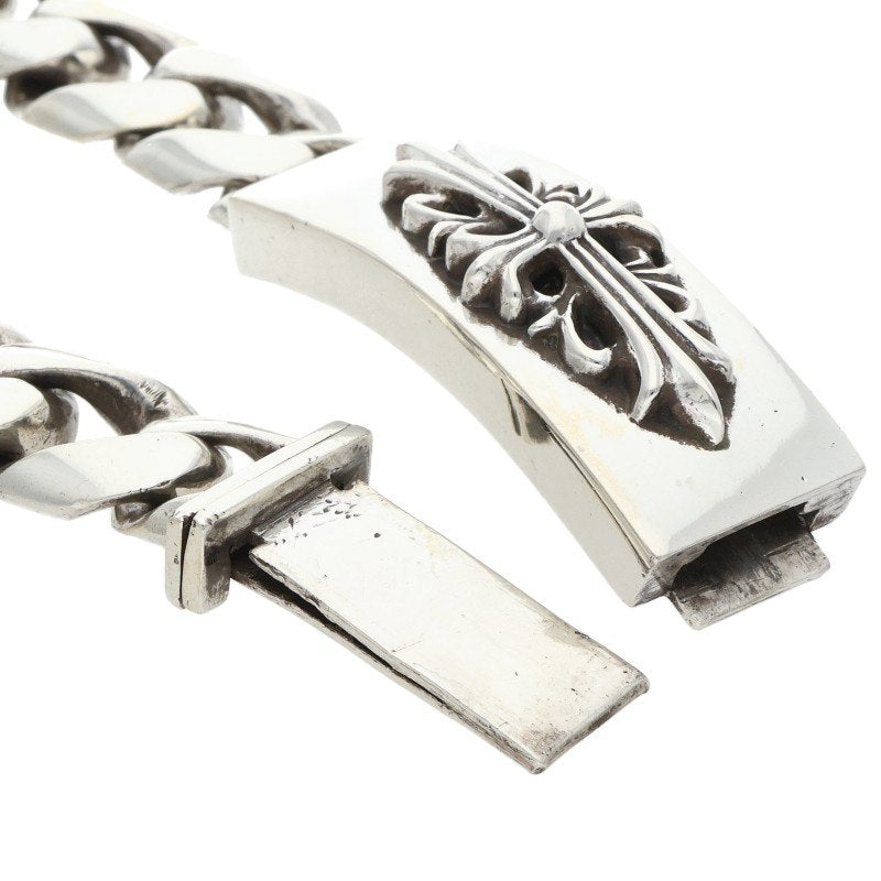 Chrome Hearts ID Floral Cross Silver Bracelet Size 13LINK