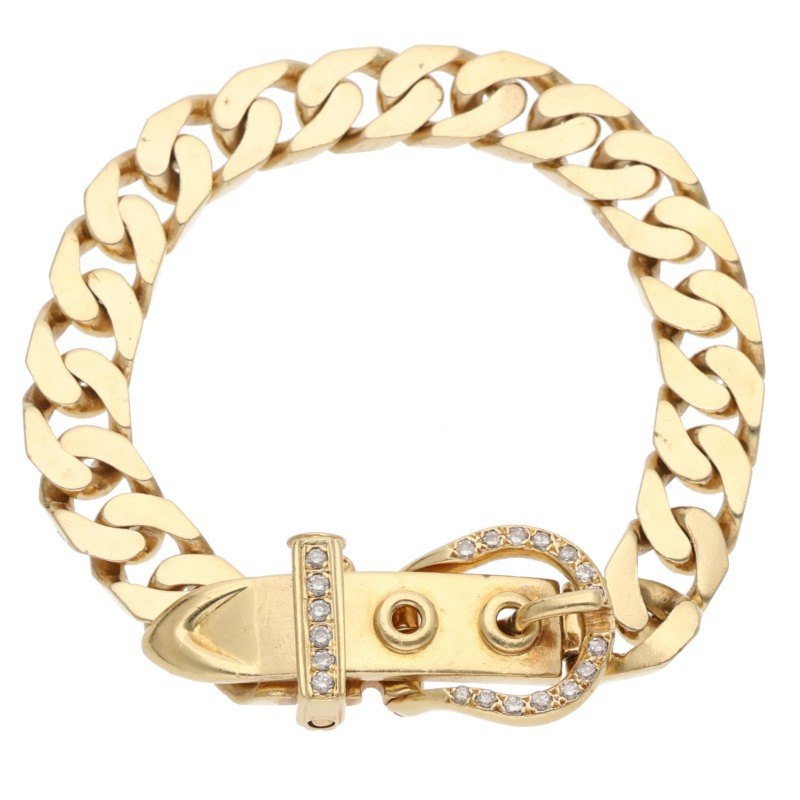 HERMES Boucle Sellier K18YG Diamond Bracelet Size PM
