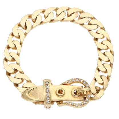 HERMES Boucle Sellier K18YG Diamond Bracelet Size PM