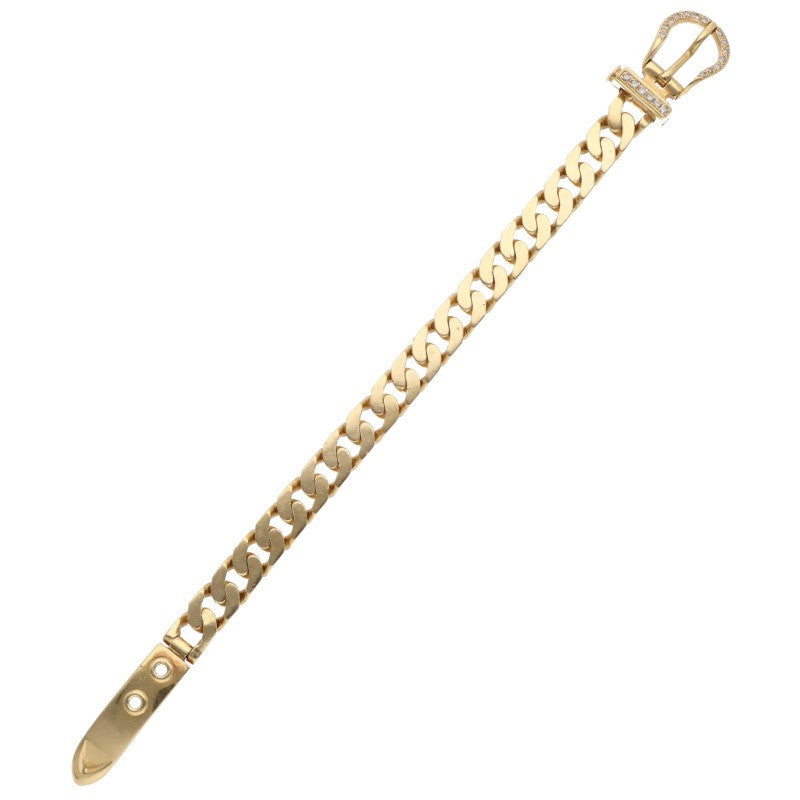 HERMES Boucle Sellier K18YG Diamond Bracelet Size PM