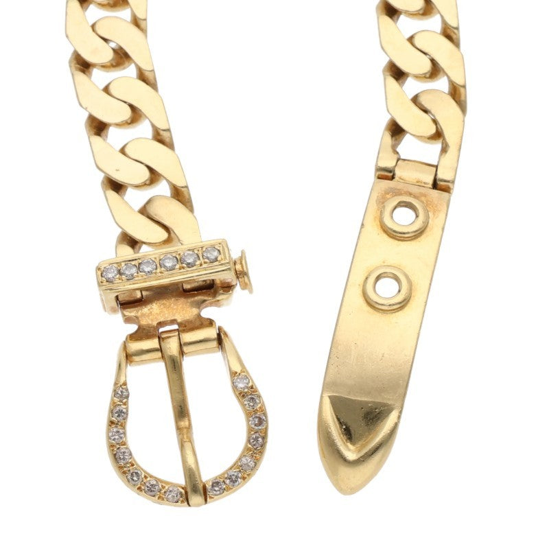 HERMES Boucle Sellier K18YG Diamond Bracelet Size PM