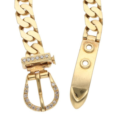 HERMES Boucle Sellier K18YG Diamond Bracelet Size PM