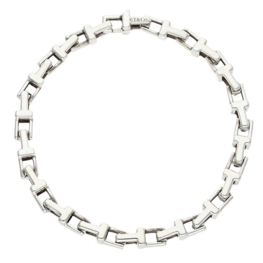 TIFFANY&Co. T Narrow Chain Silver Bracelet Size ONE SIZE