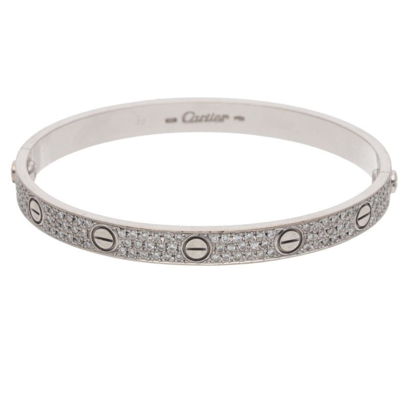 Cartier LOVE K18WG Pave Diamond Bracelet Size 18