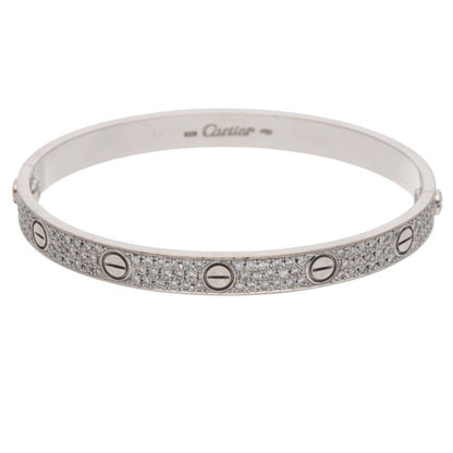 Cartier LOVE K18WG Pave Diamond Bracelet Size 18