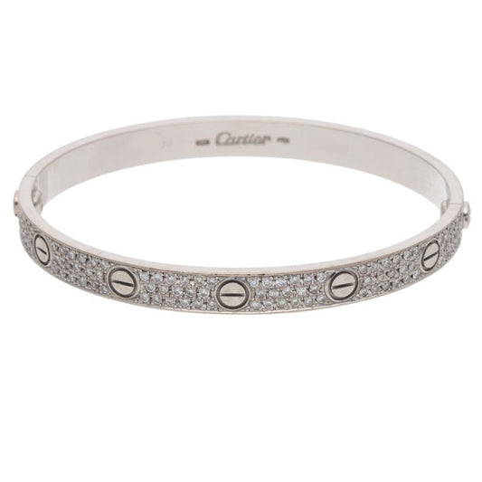 Cartier LOVE K18WG Pave Diamond Bracelet Size 18