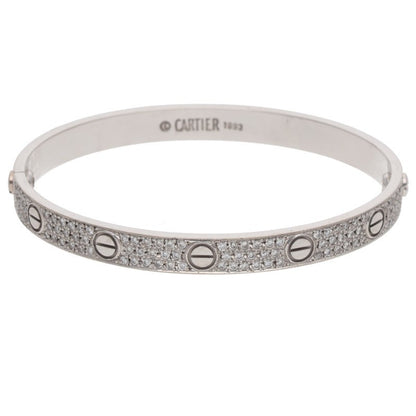 Cartier LOVE K18WG Pave Diamond Bracelet Size 18
