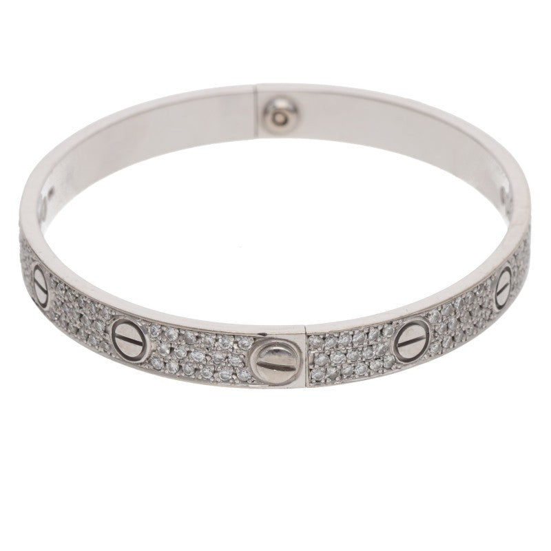 Cartier LOVE K18WG Pave Diamond Bracelet Size 18