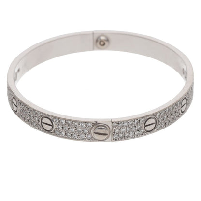 Cartier LOVE K18WG Pave Diamond Bracelet Size 18