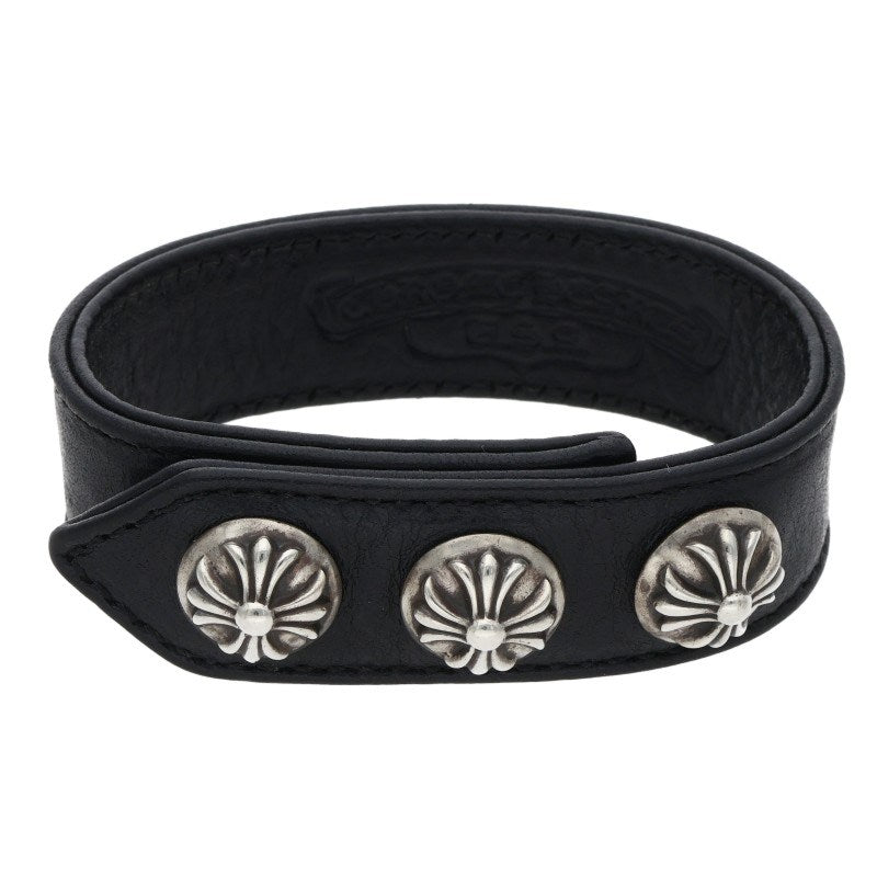 Chrome Hearts Crossball 3BTN Leather Bracelet Size ONE SIZE