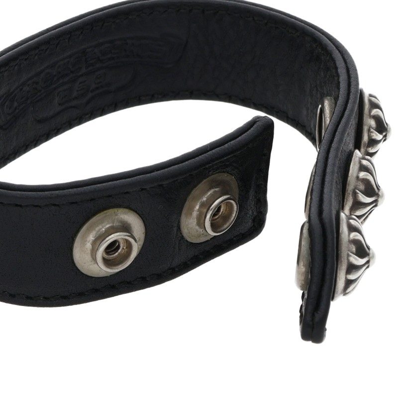 Chrome Hearts Crossball 3BTN Leather Bracelet Size ONE SIZE