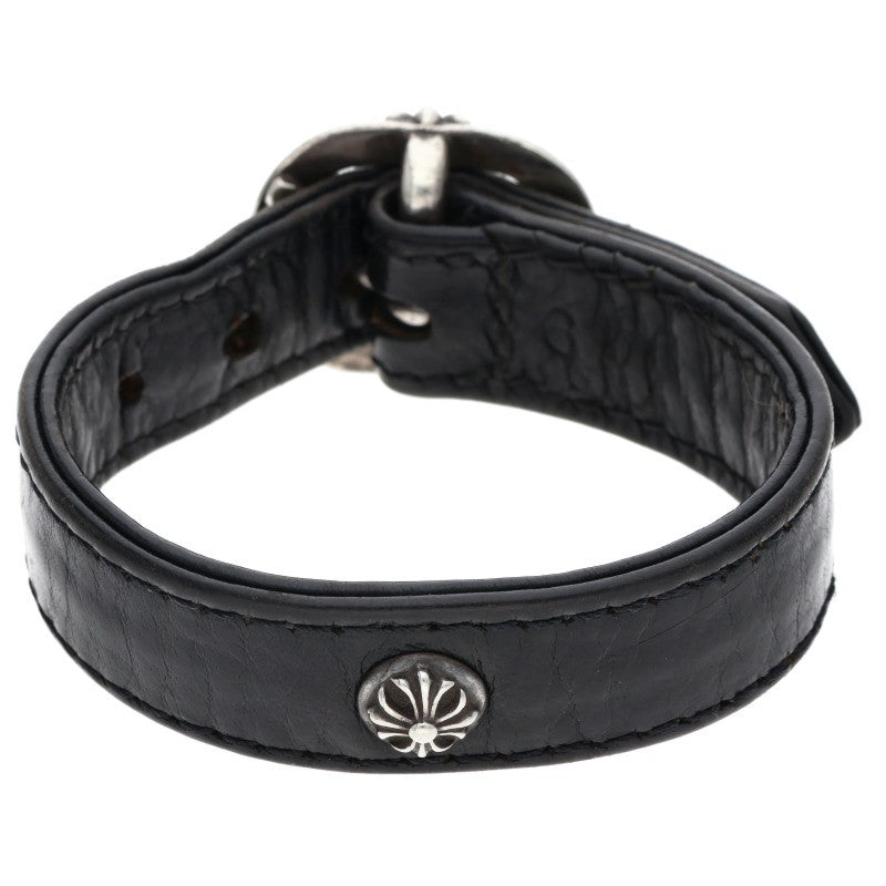 Chrome Hearts Gunslinger Cross Ball Leather Bracelet Size 9