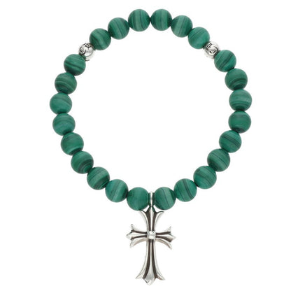 Chrome Hearts 8mm Green Bead Cross Bracelet Size ONE SIZE