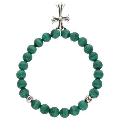 Chrome Hearts 8mm Green Bead Cross Bracelet Size ONE SIZE