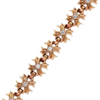 Chrome Hearts 22K Tiny Plus Pave Gold Bracelet Size 15LINK