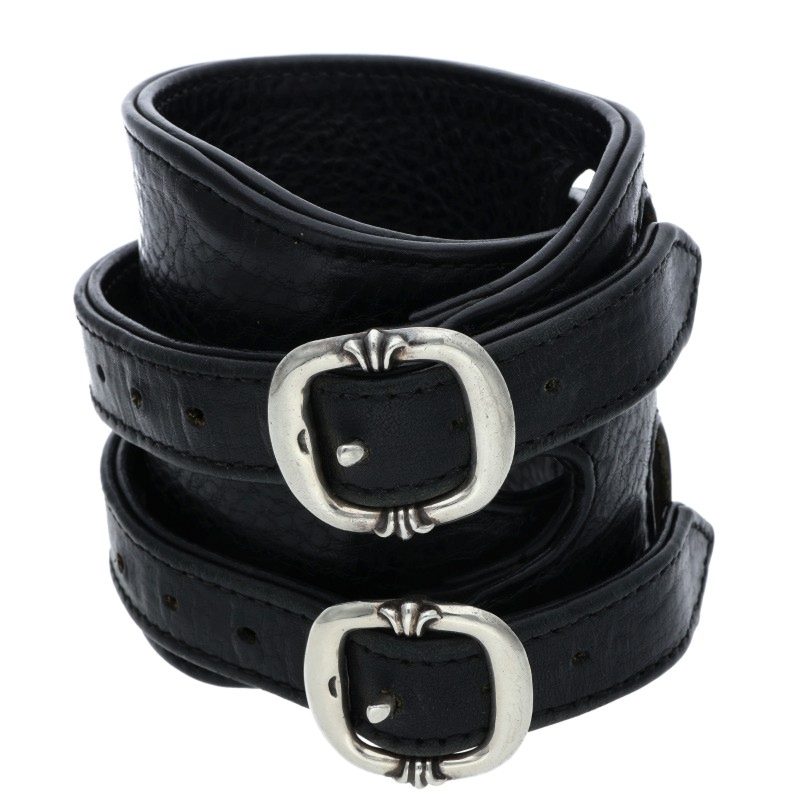 Chrome Hearts DOUBLE RR Leather Bracelet Size 2