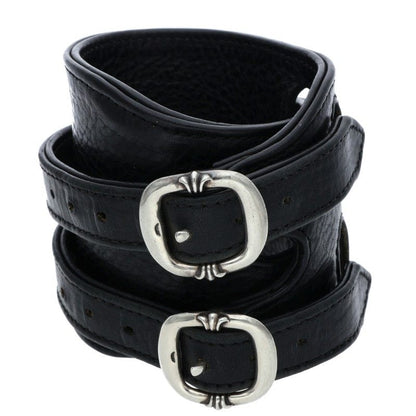 Chrome Hearts DOUBLE RR Leather Bracelet Size 2