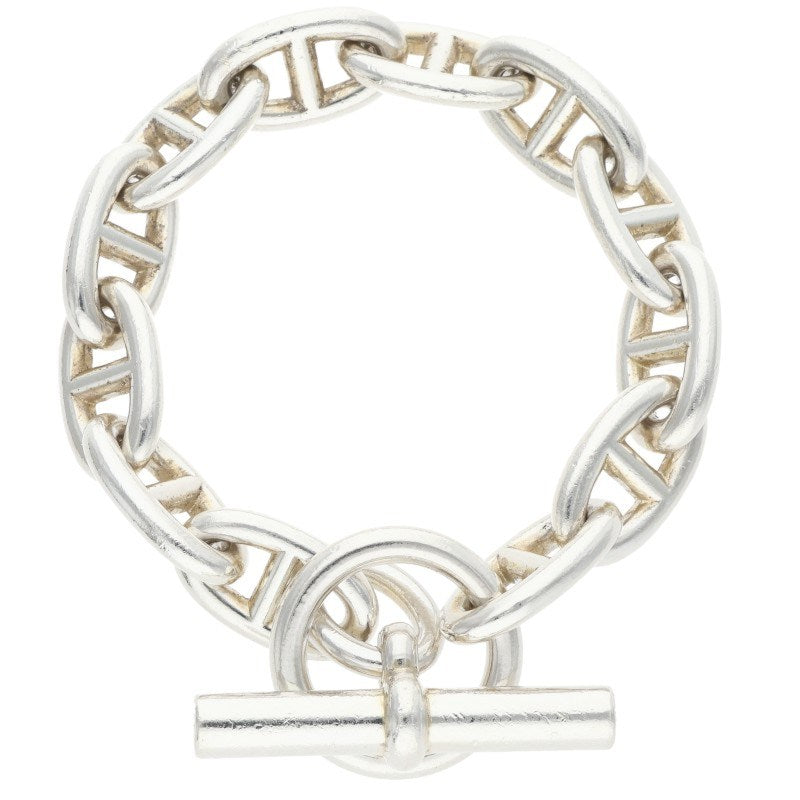 HERMES Chaine d'Ancre GM 925 Silver Bracelet Size 12LINK