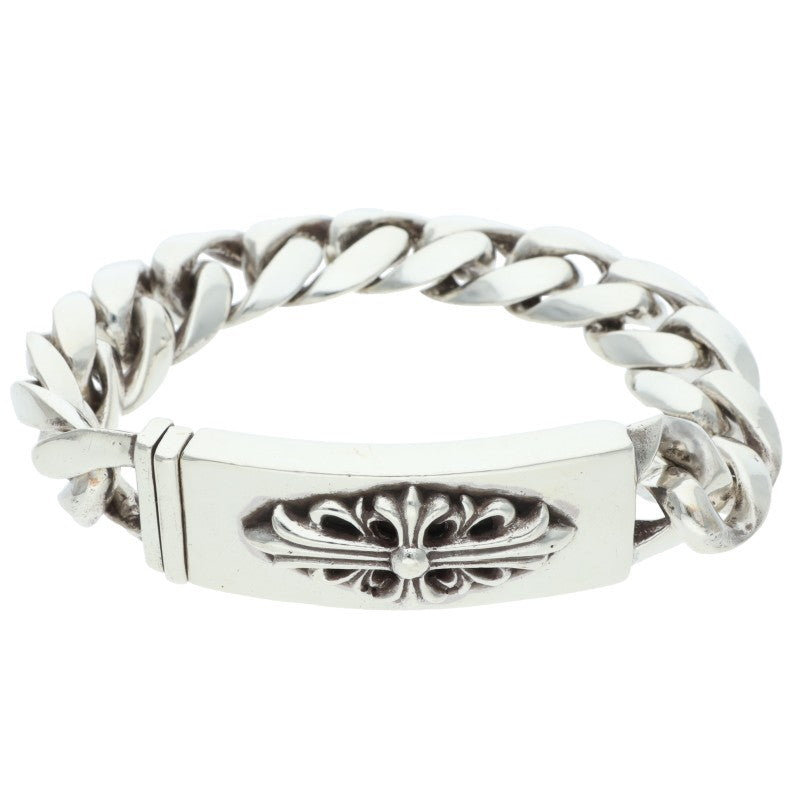 Chrome Hearts ID Floral Cross Silver Bracelet Size 13LINK