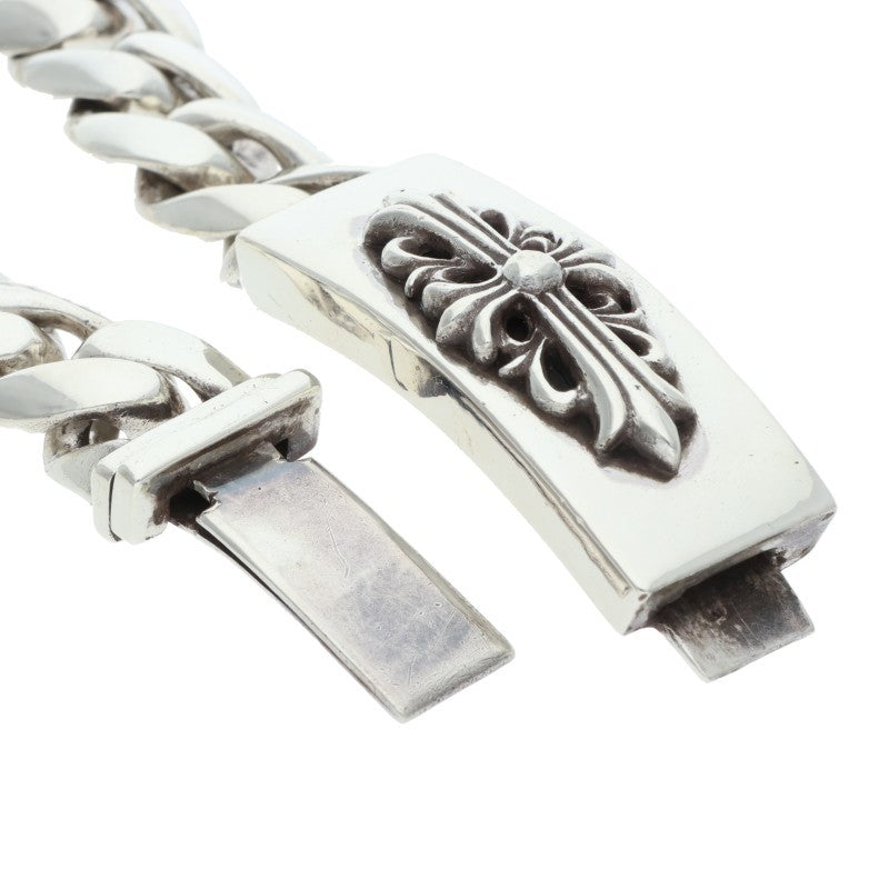 Chrome Hearts ID Floral Cross Silver Bracelet Size 13LINK