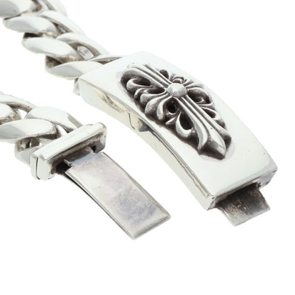 Chrome Hearts ID Floral Cross Silver Bracelet Size 13LINK