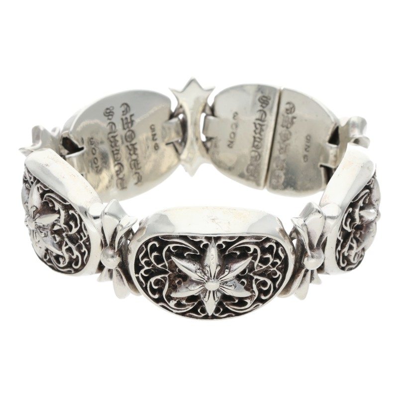 Chrome Hearts Tiny Oval Star Link Silver Bracelet Size 4LINK