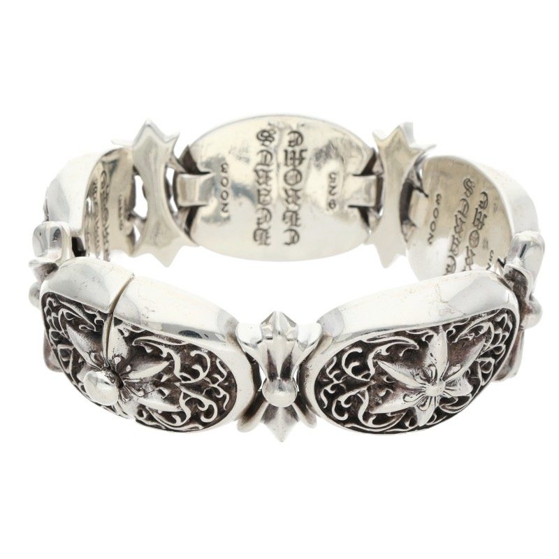 Chrome Hearts Tiny Oval Star Link Silver Bracelet Size 4LINK