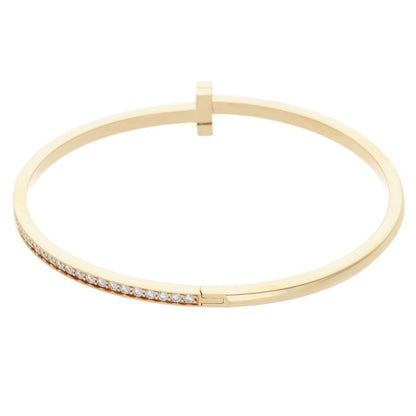 TIFFANY&Co. T-Wire Hinged Narrow 18K Diamond Bangle Belt Size L