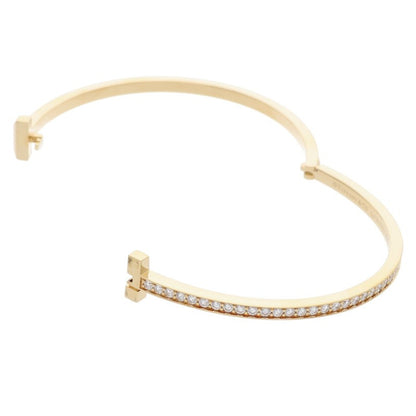 TIFFANY&Co. T-Wire Hinged Narrow 18K Diamond Bangle Belt Size L