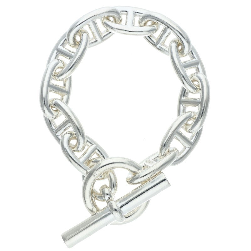 HERMES Chaine d'Ancre TGM Silver Bracelet Size 11LINK