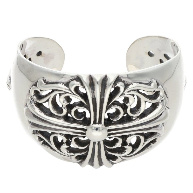 Chrome Hearts Floral Cross Wide Silver Bangle Belt Size ONE SIZE