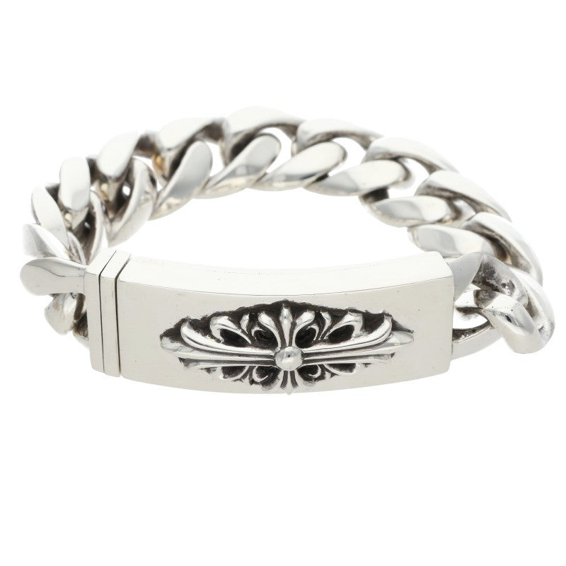 Chrome Hearts ID Floral Cross Silver Bracelet Size 11LINK