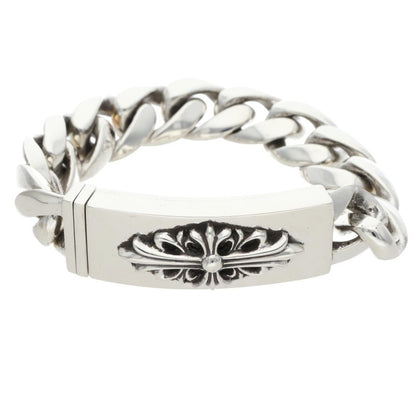 Chrome Hearts ID Floral Cross Silver Bracelet Size 11LINK